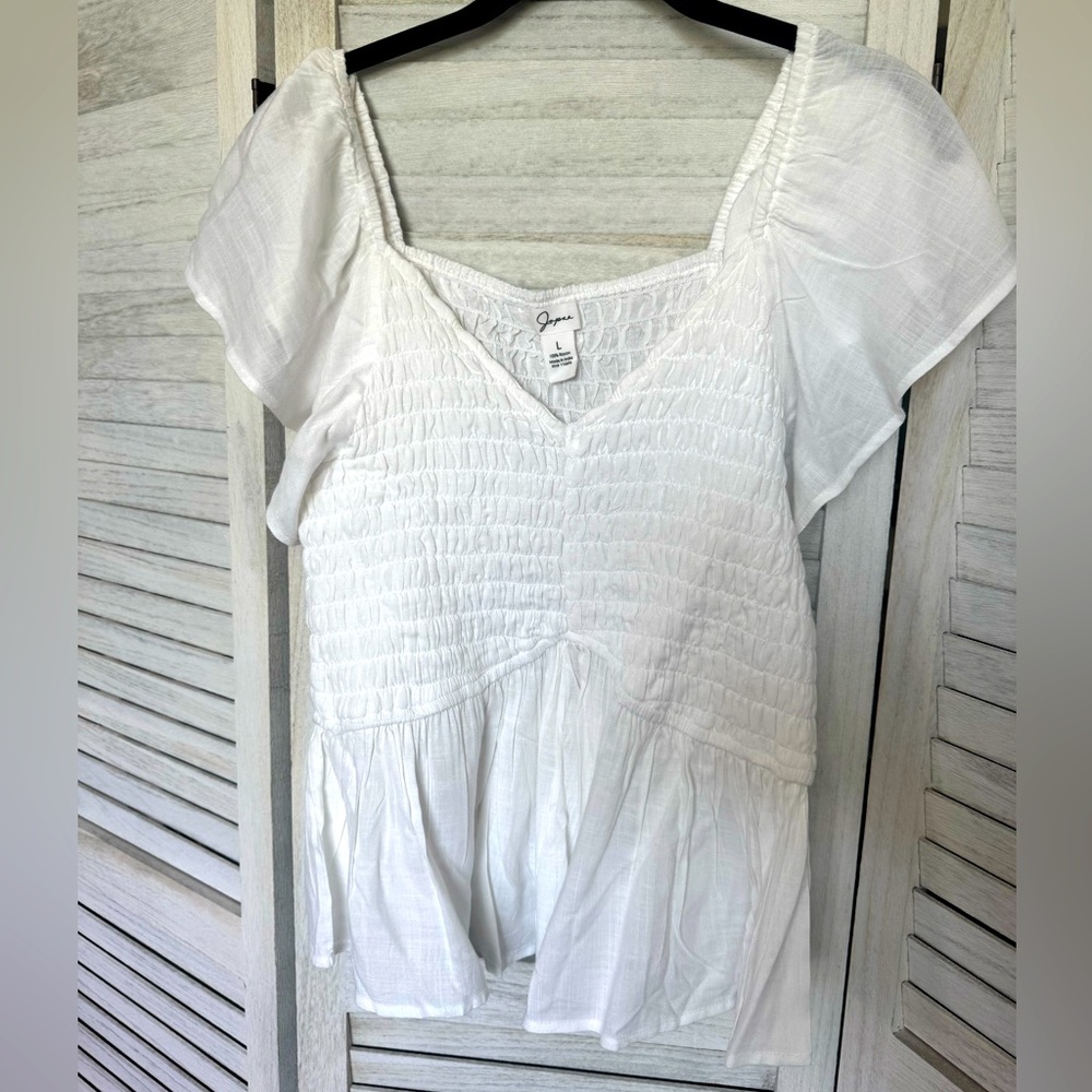 White Smocked Women's Top